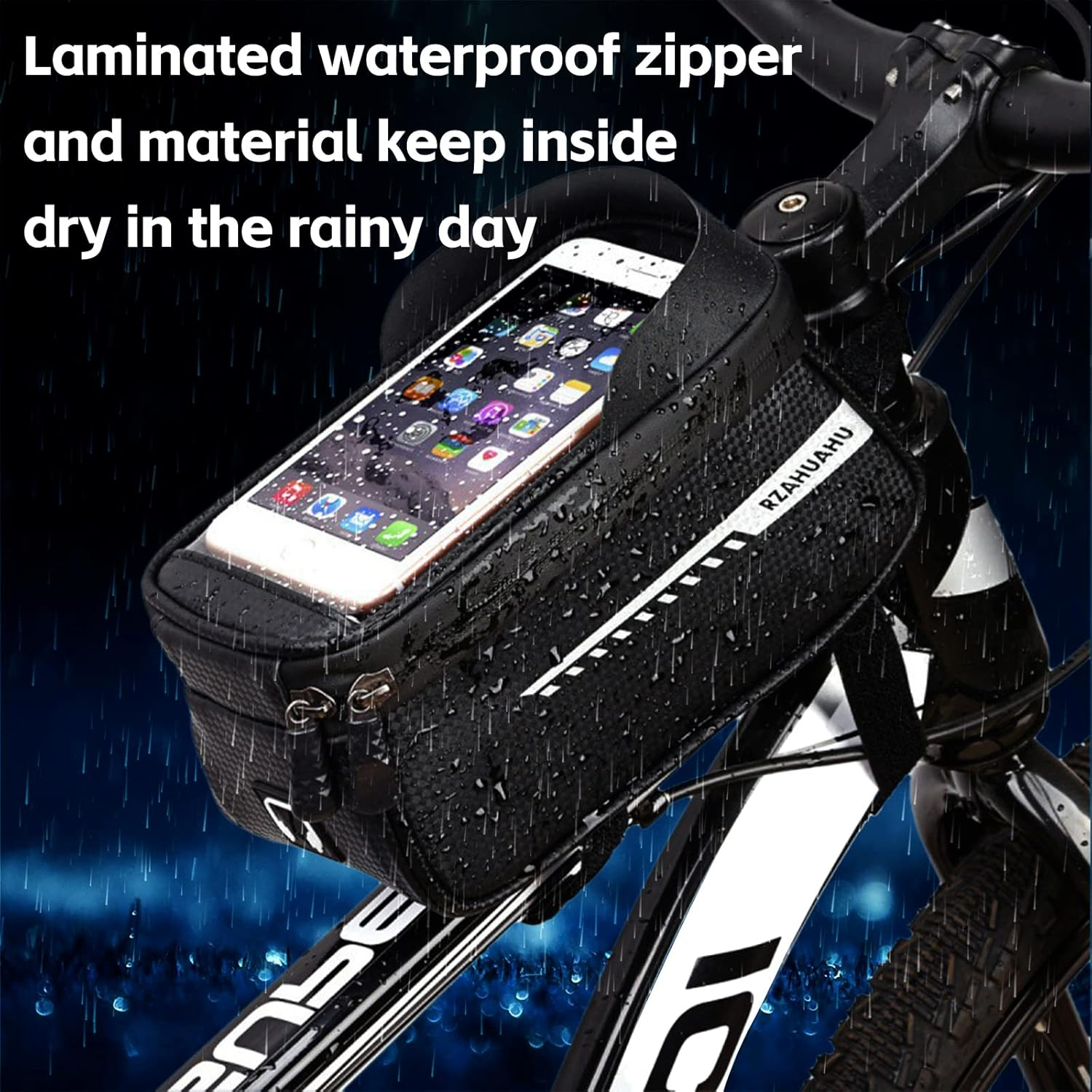 Waterproof Bike Phone Holder Mountain Bicycle Handlebar Pouch - Cycling Storage Bag with TPU Touch-Screen Sun-Visor Rain Cover for Phones under 6.5&rdquo; image number 5