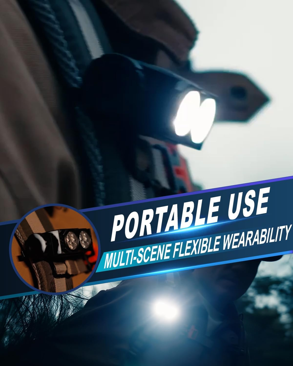 Headlamp Rechargeable, 2PCS 4500L Super Bright Light Bright LED Rechargeable Headlight with White Light, Waterproof Head Lamp with Headband for Outdoor Camping, Hiking, Camping Essentials, Working