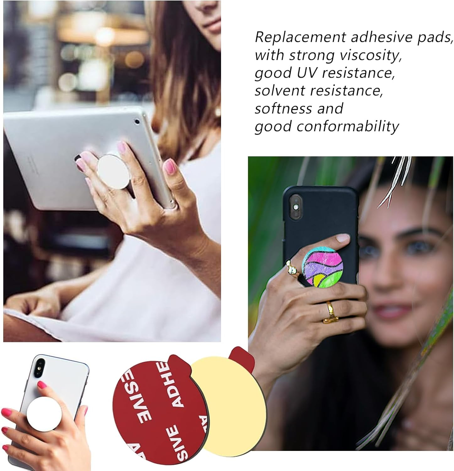 Xlihdzum 12 Pack 3M Sticky Adhesive Replacement Compatible - with Socket Mount Base VHB Sticker Pads for Collapsible Grip Stand and 3M Double Sided Tape Adhesive Mounting Pads Replacement image number 2