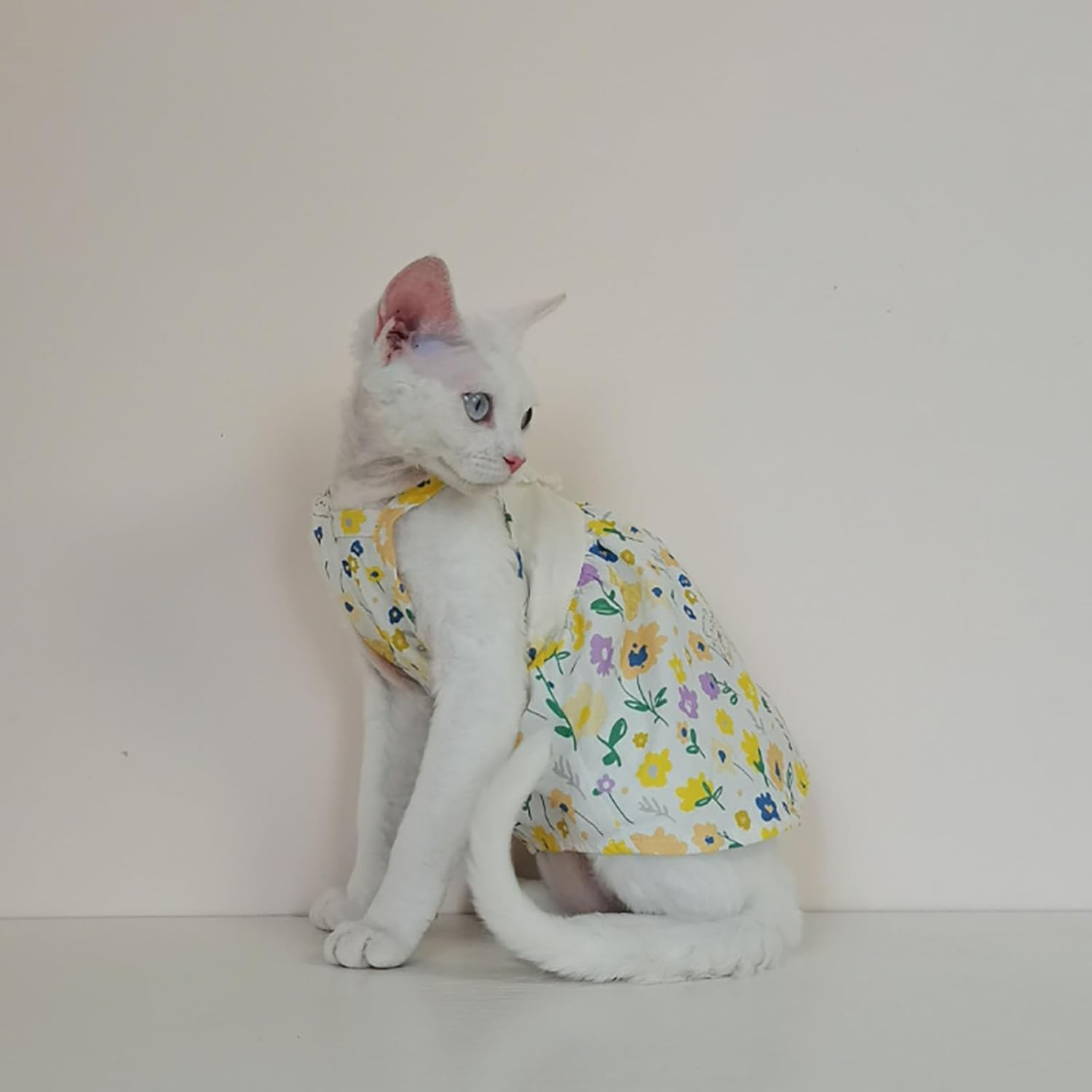 IUOUTG Cute Hairless Sphynx Cat Clothes Soft Hairless Cat Princess Dress Thin Pet Pullover Vest Breathable Kitten Pajamas Cat Apparel Cat Skirt for Cornish Rex, Devon Rex