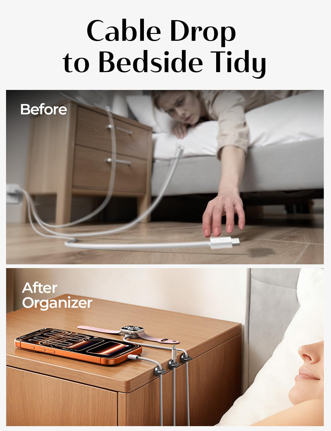 LISEN 8 Pack Cable Holder, Magnetic Cable Clips [1S Snap-On] Cord Holder, Office Desk Organizers and Accessories with 4 Extra Strong Adhesive Pads, Wire Organizer for Nightstand, Home, Wall, Car image number 4