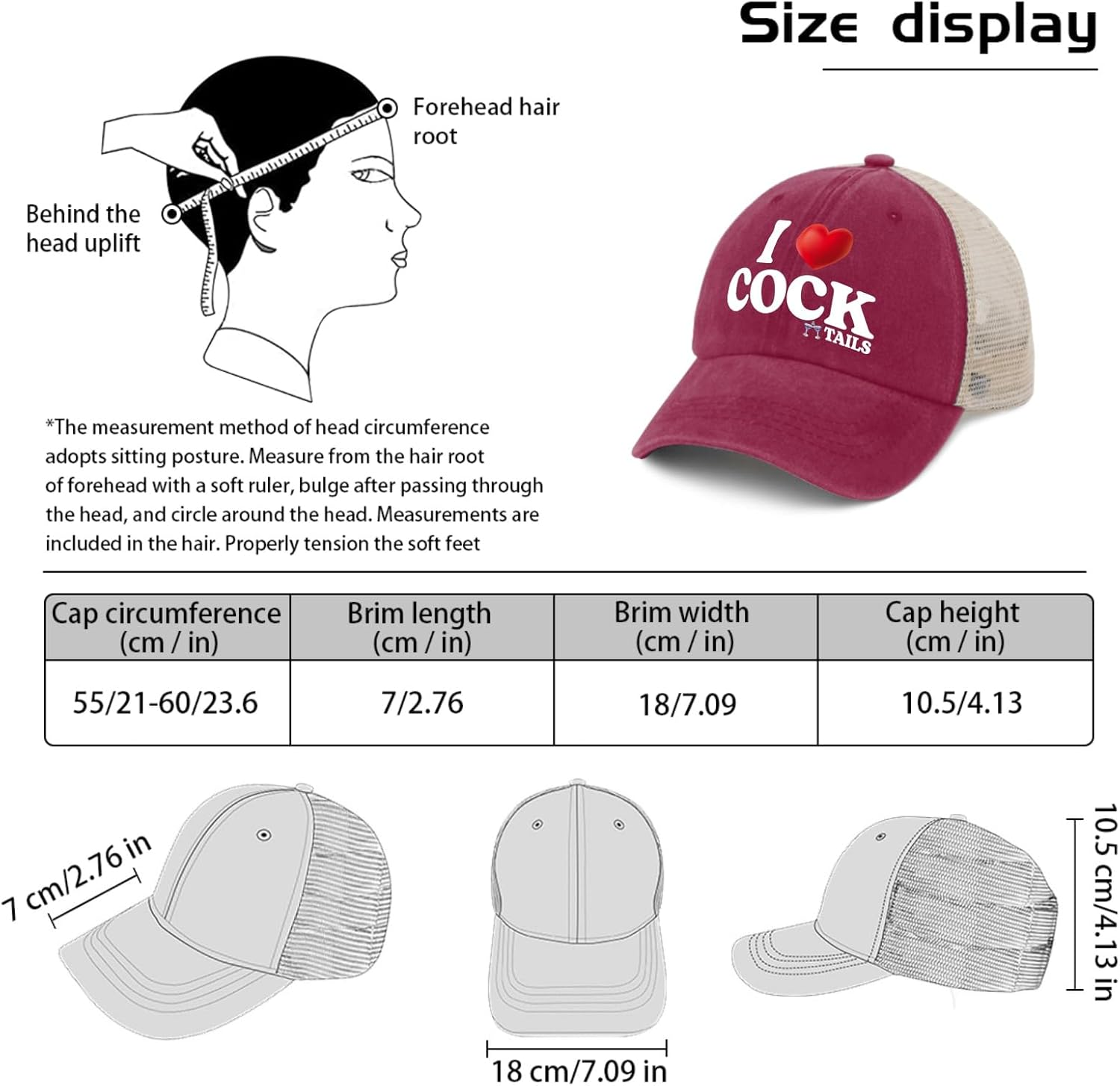 I LOVE COCKTAILS Hat Trucker Hat Men Funny Mesh Hats for Summer image number 2