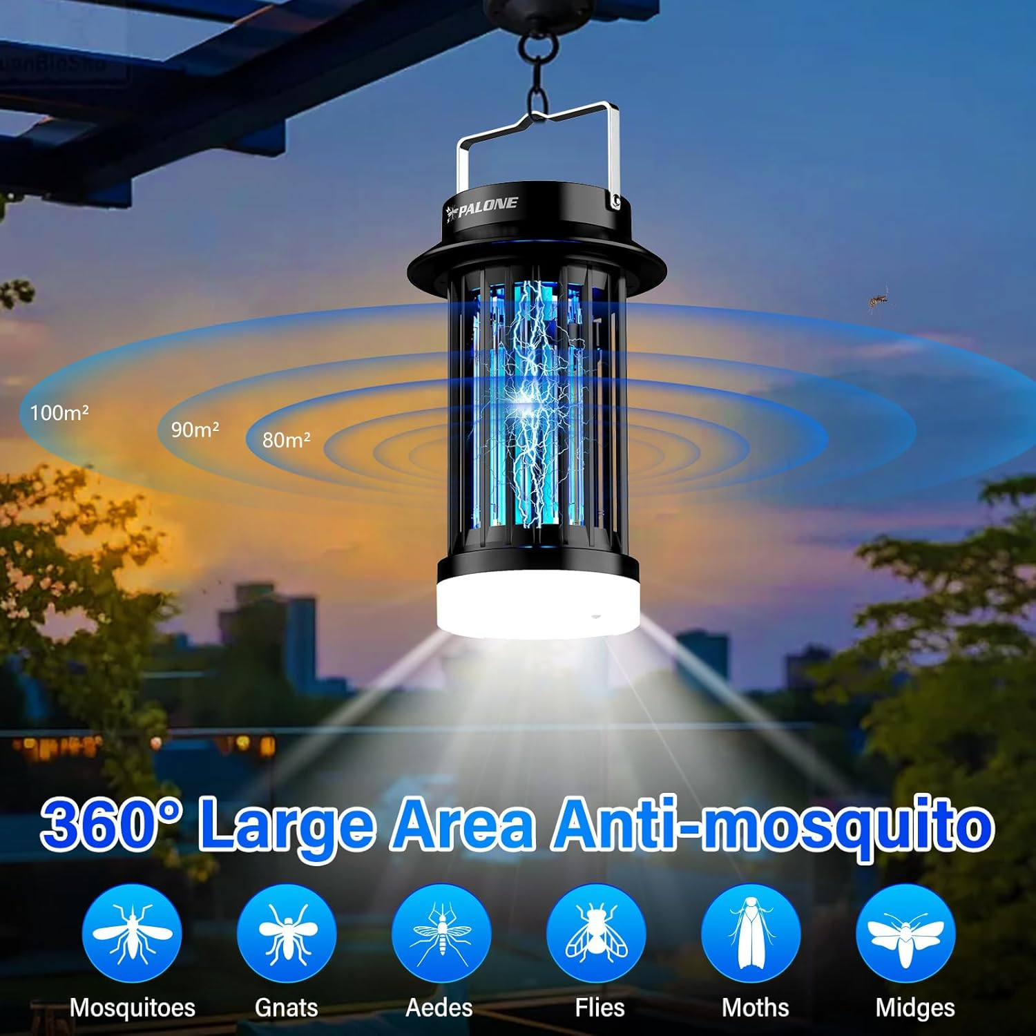 Rechargeable Fly Zapper Lamp,Palone Insect Killer Electric USB C,Bug Zapper Indoor,Portable LED Mosquito Trap,Uv DC Electric Mosquito Lamp,Practical Gifts for Outdoor Camping image number 4