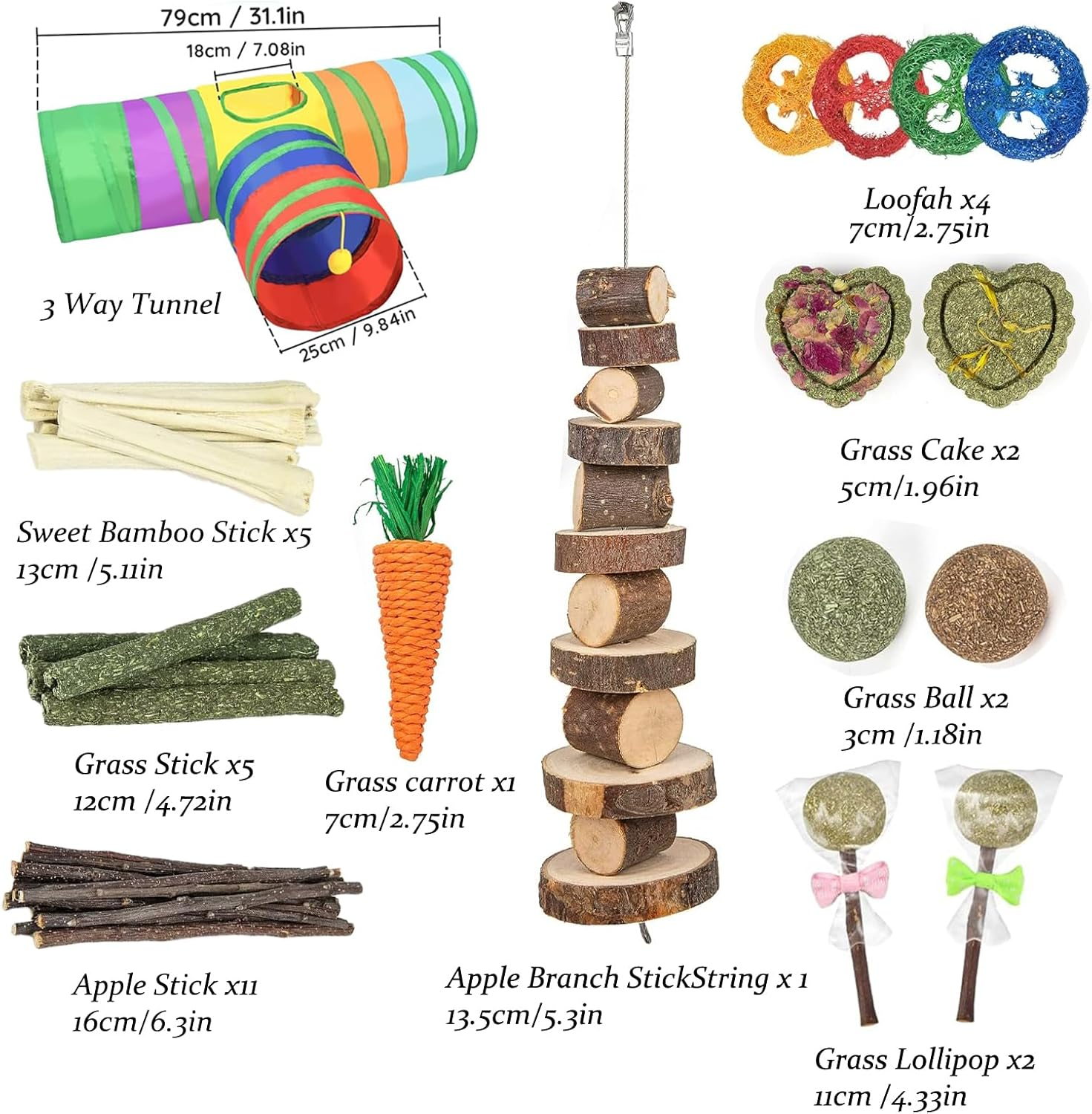 GUXLXAR Pack of 34 Rabbit Toy Activity Small Animals Chew Toy for Small Animals, Molar Toy, Dental Care, Wooden Accessories, for Rabbits, Hamsters, Guinea Pigs and Chinchillas image number 4