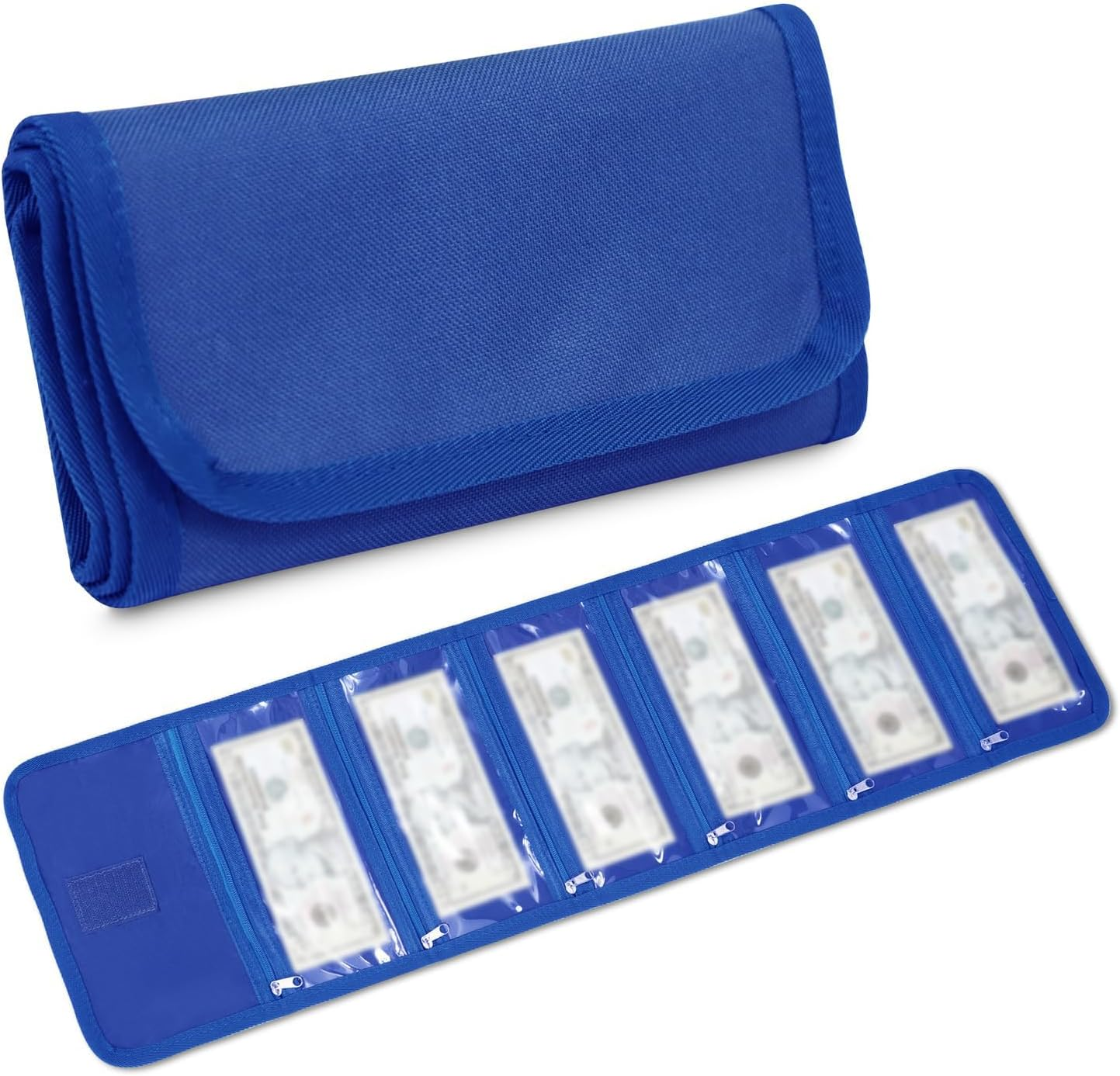 Money Wallet, Money Organizer for Cash with 6 Zippered Pocket Multipack Money Pouch, Cash Bill Organizer, Envelope Wallet Money Bag Small Travel Money Holder for Budgeting, Receipt and Tips (Green)