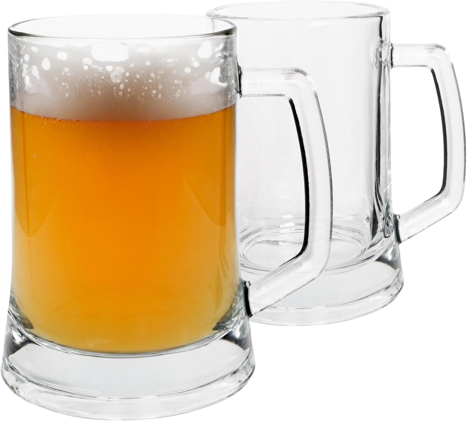 Rink Drink Glass Beer Mugs - Pack of 2-500Ml Large Classic German Style Pale Ale Dishwasher Safe Larger Stein Traditional Beer Tankard Glasses with Handles image number 4