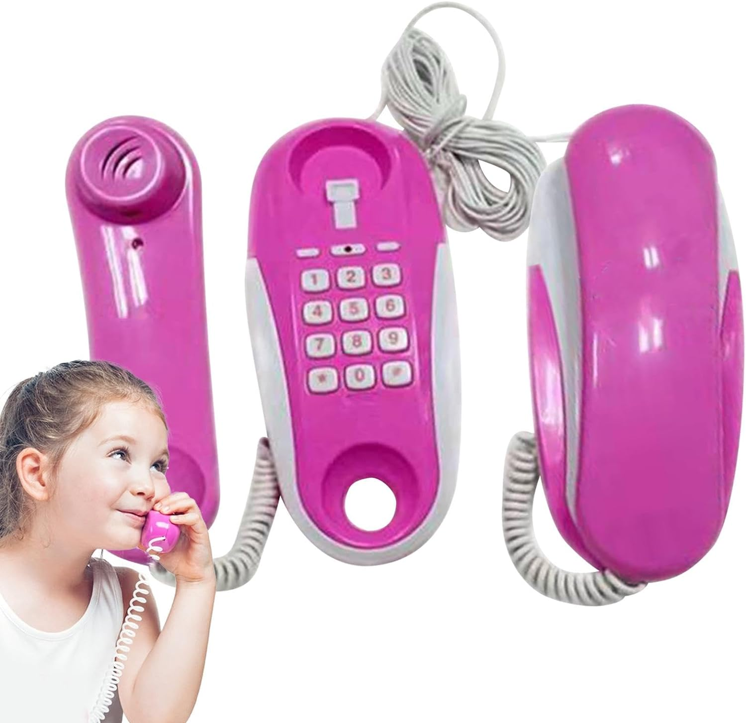 Kids Phone - Phone for Kids | Pretend Telephone with Real Ring Sounds, Intercom Toy with 23Ft Phone , Toys for Developing Communication (7.48X2.36X2.76 Inche) image number 2