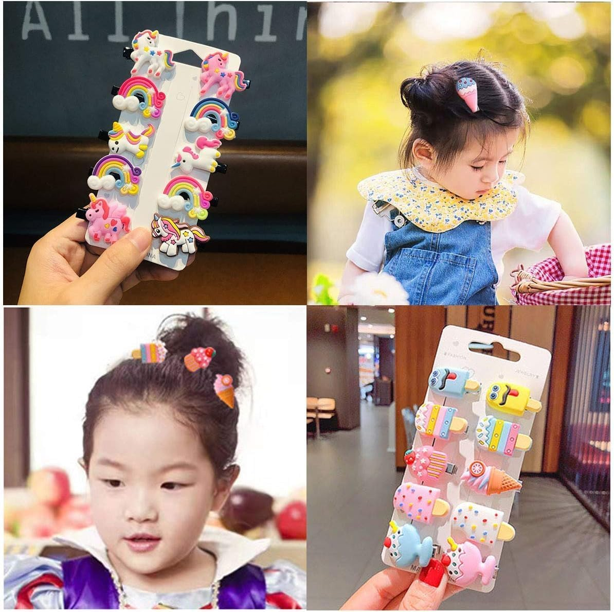 26 Pcs Hair Clip for Baby Girls, Toddler Hair Barretes Candy Unicorn Rainbow Ice Cream Lollipop Pentagram Fully Covered Cute Hair Accessories for Baby Infants Toddler Girls image number 5