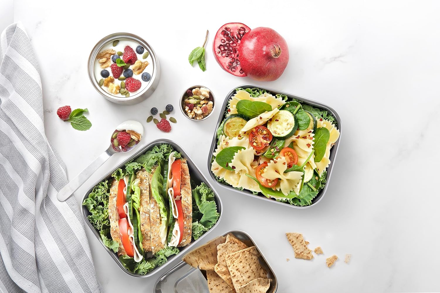 Smash Microwave Safe Stainless Steel Lunch/Meal Box, Blue image number 2