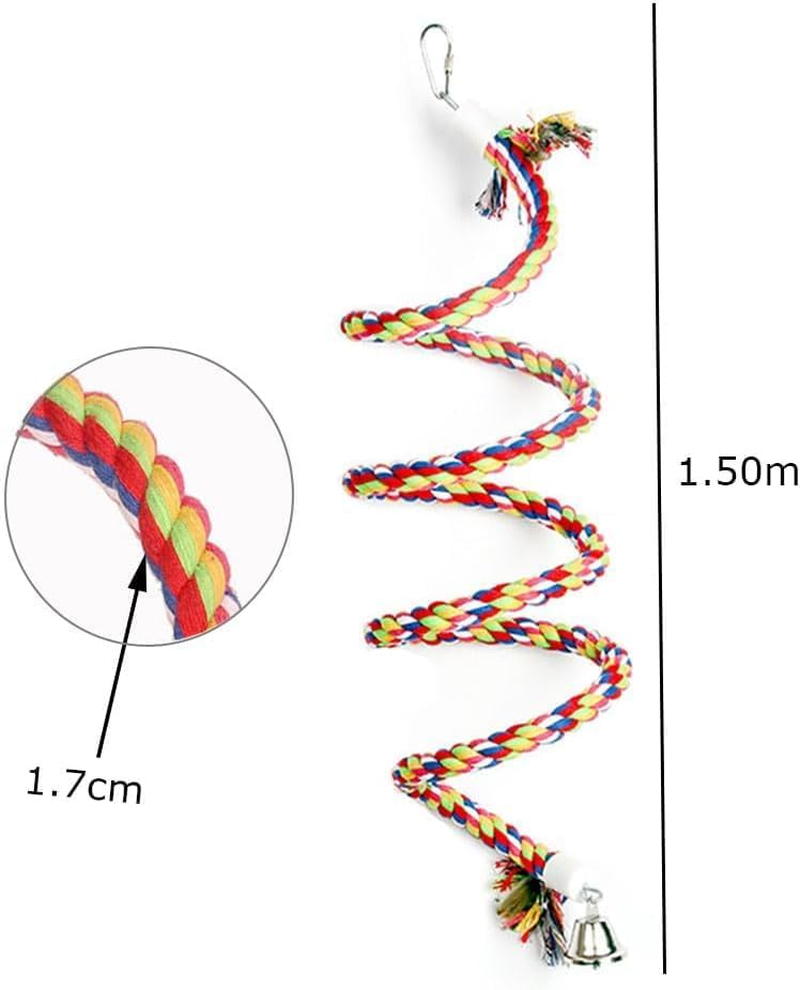 Colorful Cotton Rope Bird Perch Stand, 1Pc Pet Bird Rope Perches Parrot Cage Perch,Colorful Rotate Cotton Rope Bird Perch Stand,Bird Rope Perches Birdcage Swing Toy image number 5