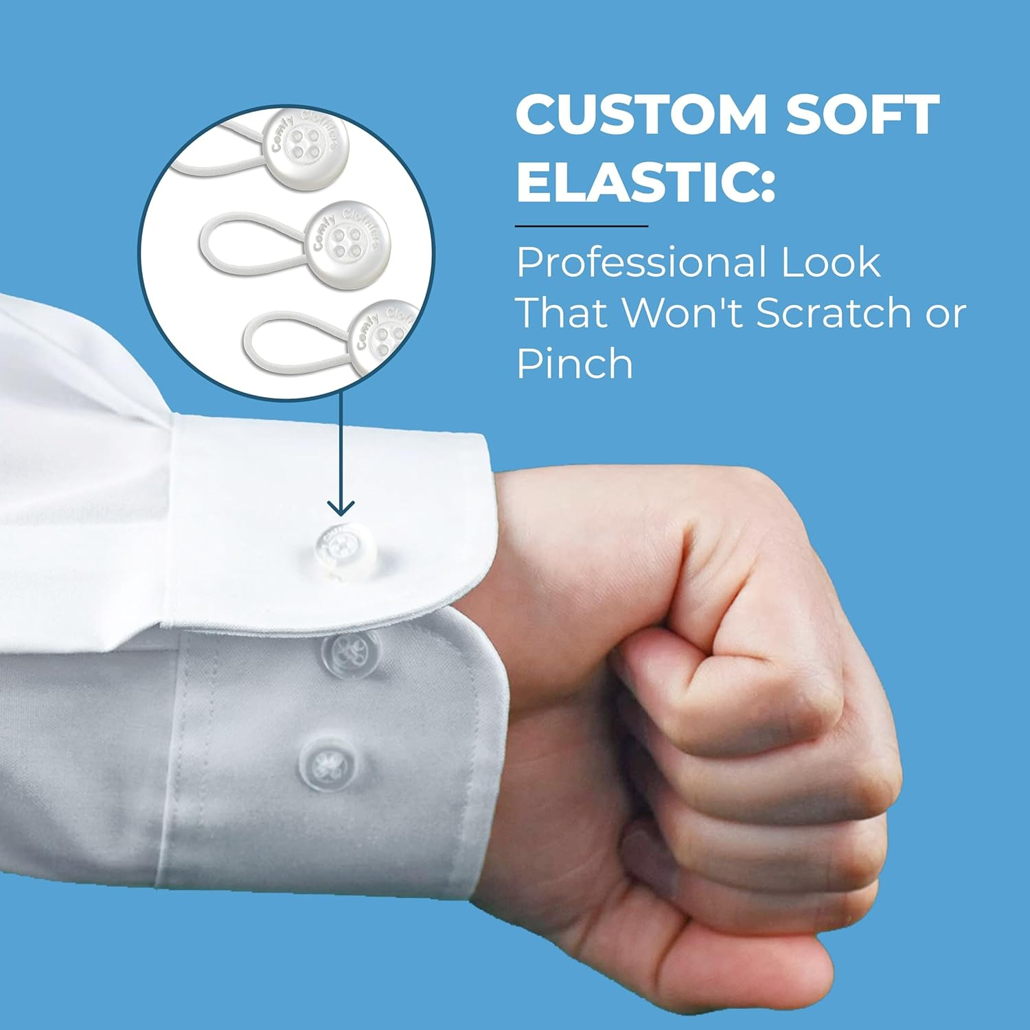 Net Focus Men and Women'S Shirt Collar Extenders - Dress Shirt, Cuff, Vests, Pants, and Neck Button Extender - Soft & Elastic Seamless Blend Design - 3-Pack - White, White (3-Pack), One Size image number 1