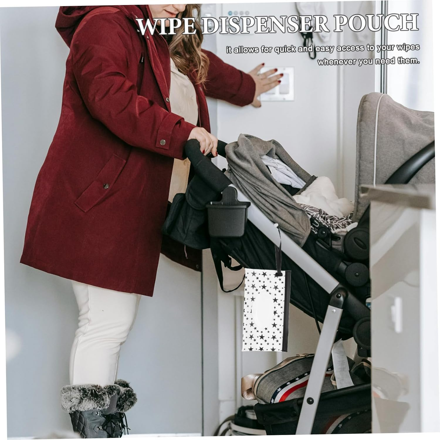 SHOWERORO Elegant Wipe Dispenser Pouch Reusable Tissue Bag Portable Travel Container image number 3