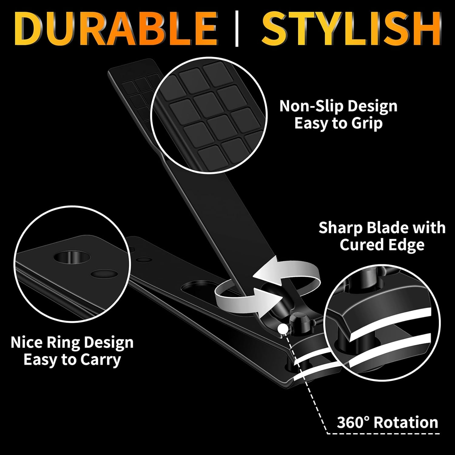 Manicure Set Pedicure Set, 16 Pieces Stainless Steel Nail Clippers Set, Professional Nail Care Nail Set with Portable Travel Leather Case for Men Women Black image number 4