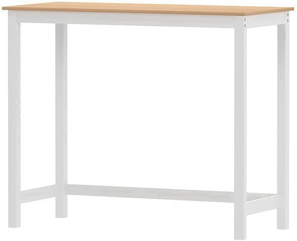 Artiss Bar Table Ari Dining Desk High Solid Wood Kitchen Shelf Wooden White Cafe image number 3