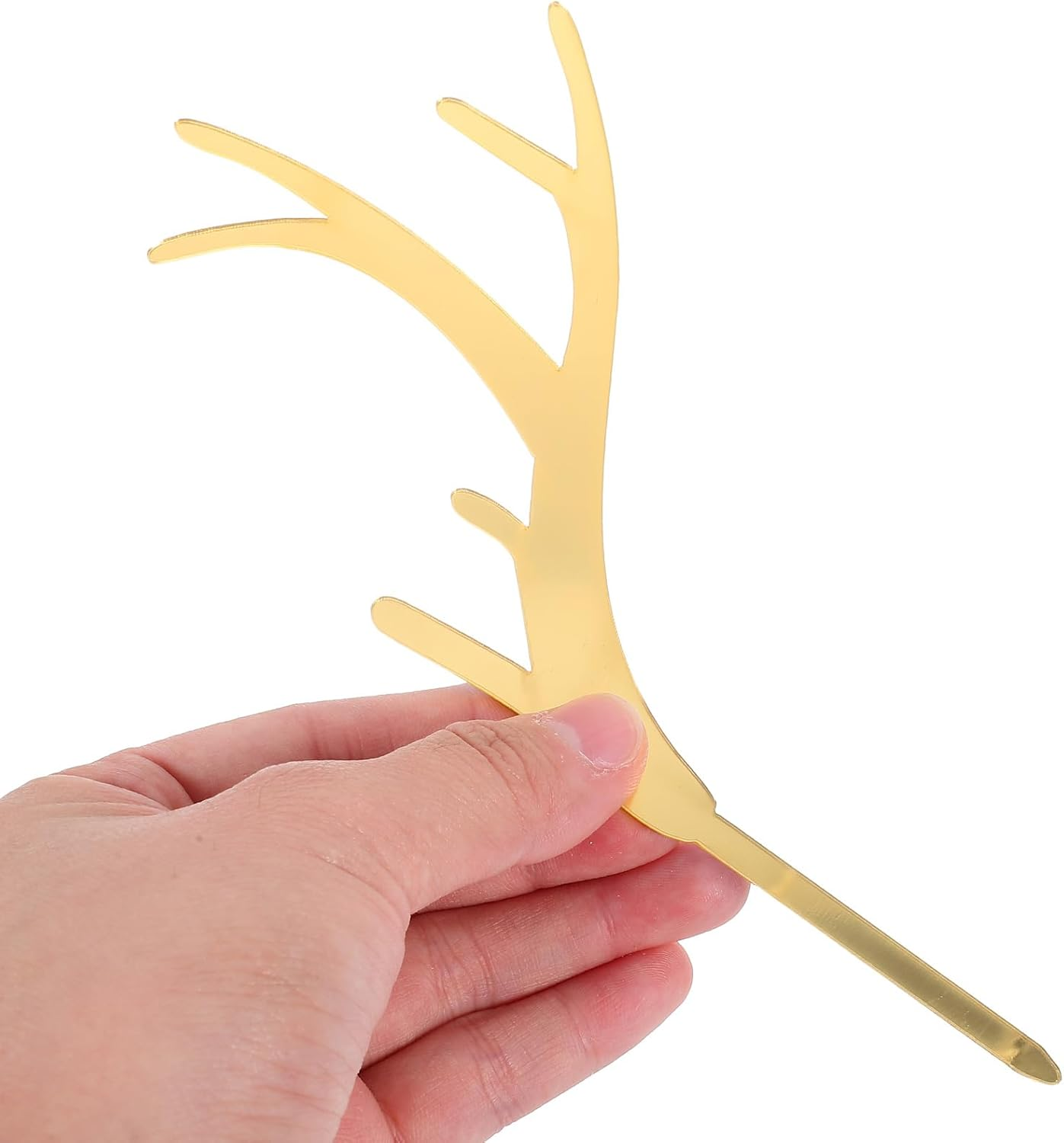 LUOZZY 20Pcs Reindeer Antlers Cake Toppers Christmas Cupcake Picks Deer Antler Cake Decoration Photo Props for Xmas Party - Golden image number 3
