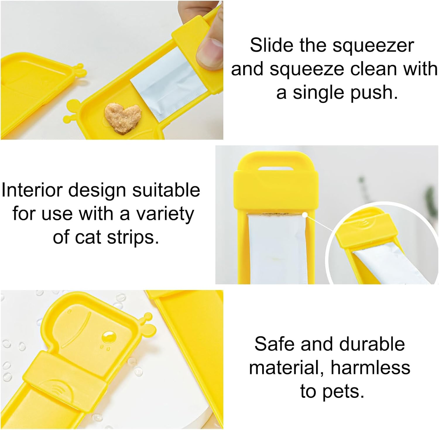 KASESSS Pack of 4 Spoons for Cat Treat, Cute Cat Strip Feeding Spoon, Plastic Cat Treat Dispenser Spoon, Cat Feed Strip Squeeze Spoon, Cat Stripes Happy Spoon (Yellow, Blue) image number 6