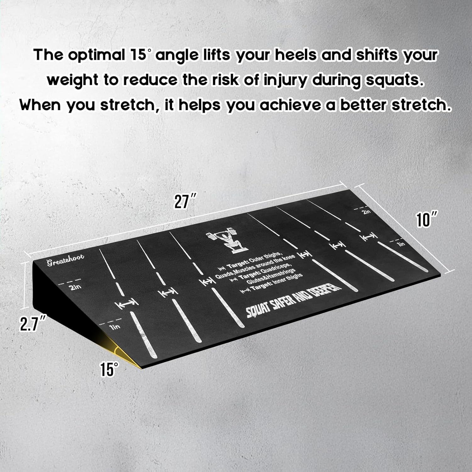 Squat Wedge Block, Professional One-Piece Heel Elevated Slant Board for All-Position Squats, Knees over Toes, Weightlifting, Calf Stretches Ect.. Home and Gym Equipment. image number 2