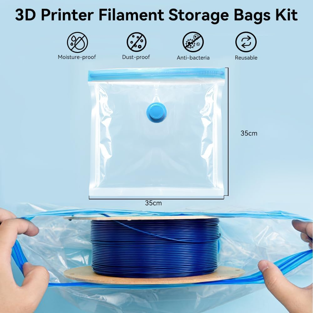 Official Creality 3D Printer Filament Vacuum Bags, 12 Pack, 35 X 35 Cm, Transparent Sealed Bags for Filament Storage, Dustproof, Moisture-Resistant, Reusable, 3D Printer image number 2