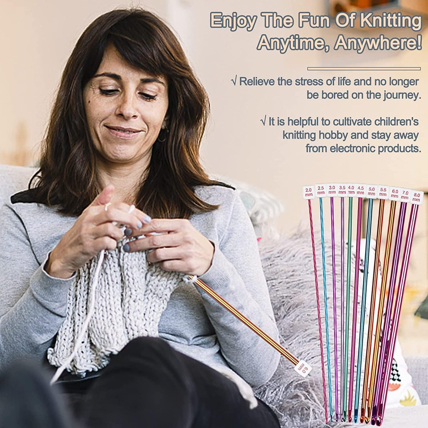 11Pcs Long Crochet Hook Set, Colorful Tunisian Crochet Hooks Afghan Crochet Needles for Crocheting, 2Mm to 8Mm, Great Knitting Crochet Supplies Tool Set for Beginner Crocheter Knitter