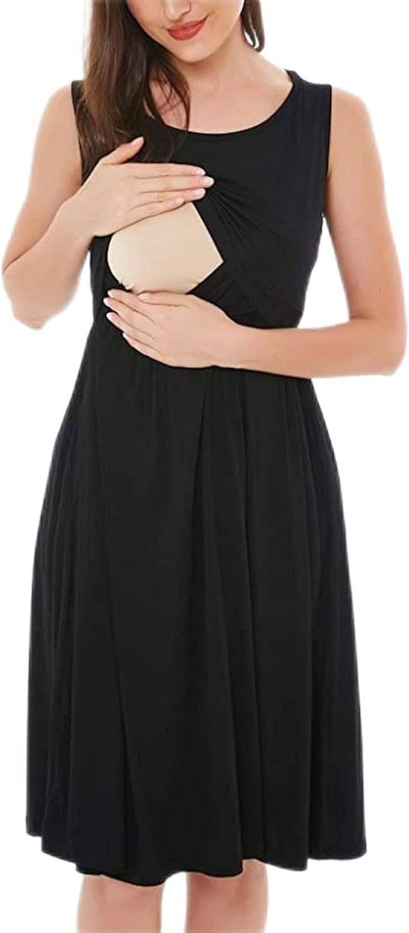 Maternity Outfit Women'S Maternity Nursing Dresses Split Long Dress for Breastfeeding Maternity Xmas Dress