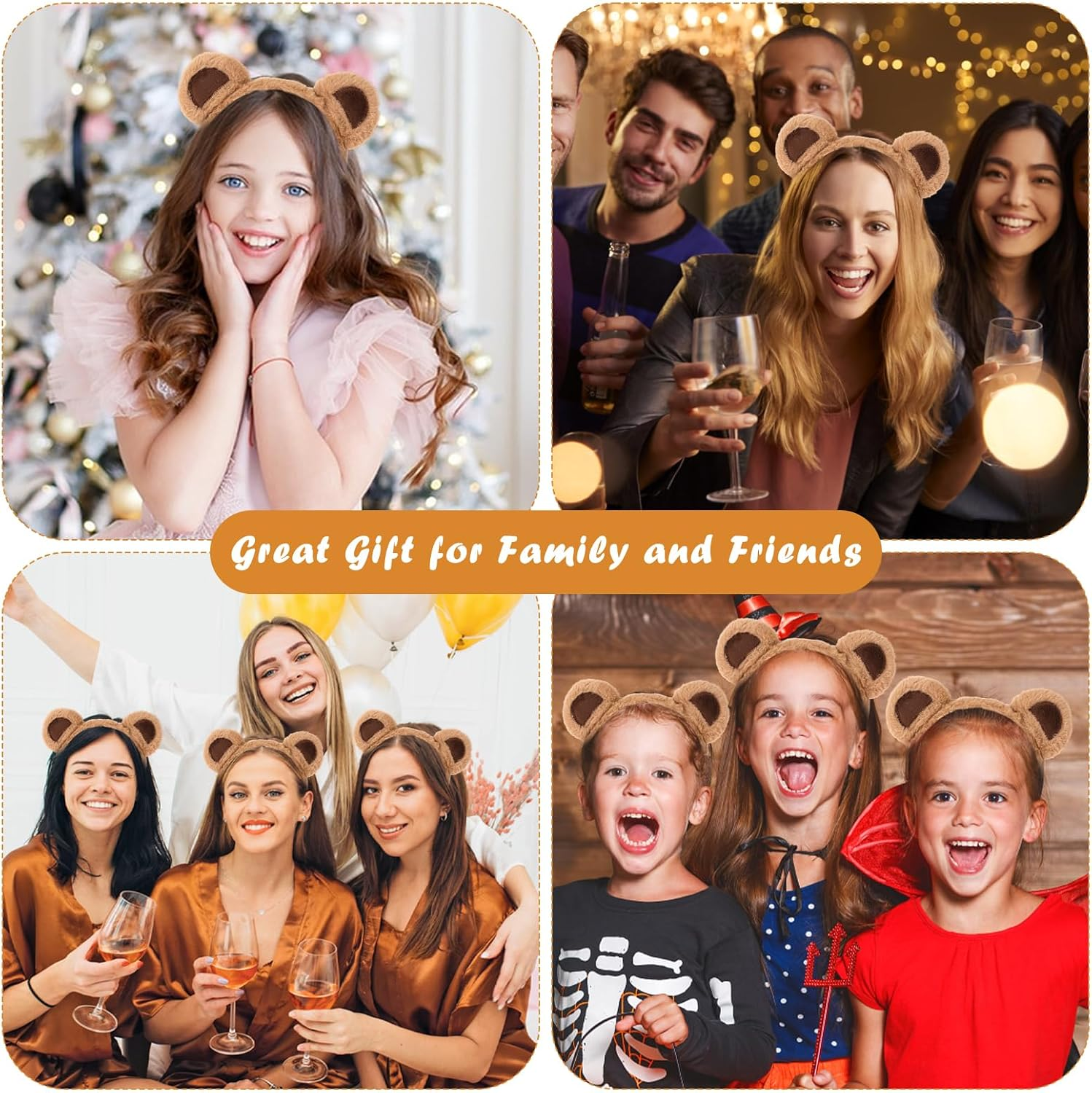 WY LIGHTING LEVEL 2 PCS Bear Ears Headband Cute Animal Ear Hair Hoops Makeup Face Wash Hair Band Party Festival Headwear Cosplay Costume Decoration Hair Accessories for Women Girls image number 2