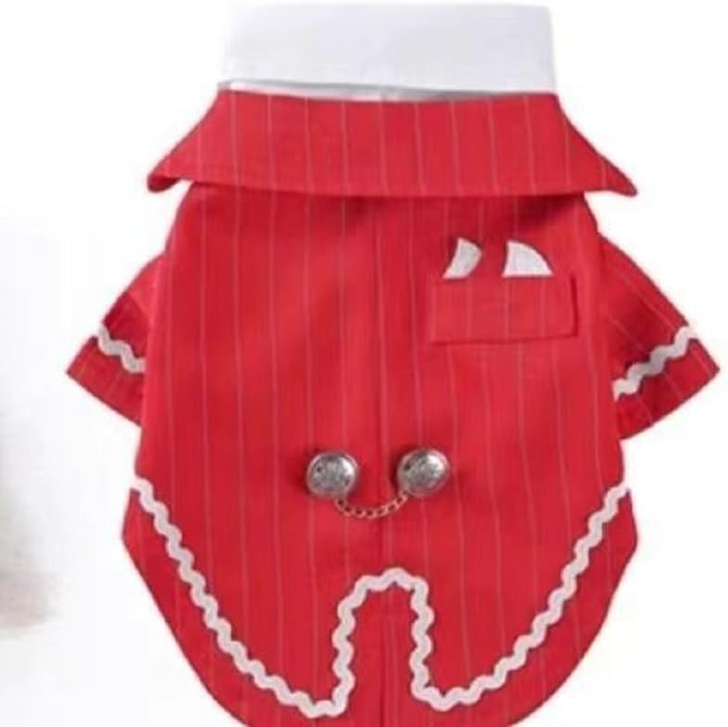 Dog Tuxedo Formal Shirt, Puppy Suit Pet Costume with Bow Tie for Wedding Party Birthday, Doggie Gentleman Outfits Halloween Pet Dress-Up Cosplay Clothes for Small Medium Dogs (Red, L) image number 2