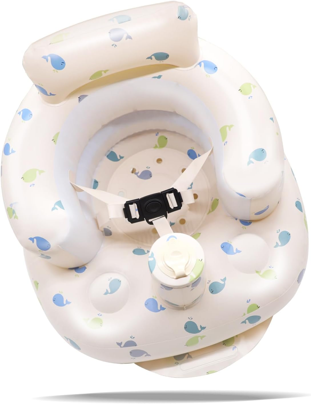 Upgraded Airswim Baby Inflatable Seat for Babies 3 Months and Up, 3-Point Harness Baby Support Seat Summer Toddler Chair for Sitting Up, Portable Inflatable Baby Chair Floor Seater, Whale image number 4
