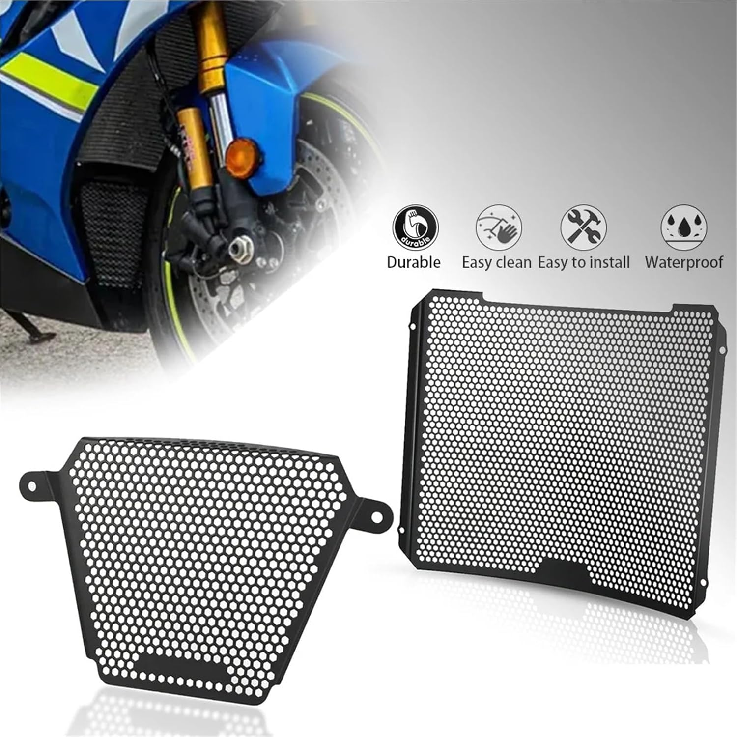 MKDRSRU Fit for Suzuki GSX-R1000 GSXR 1000 GSXR1000 2017-2025 2024 2023 Gsxr Motorcycle Oil Cooler Guard Radiator Grille Cover Protection(C Black NO LOGO) image number 3