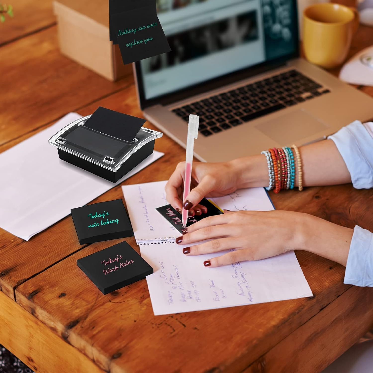 1 Pcs Pop up Sticky Note Dispenser Sticky Note Holder Pop up Note Dispenser Transparent Top for 3 X 3 Inch Sticky Notes School Office Home Store Black Base Clear Top (1) image number 6