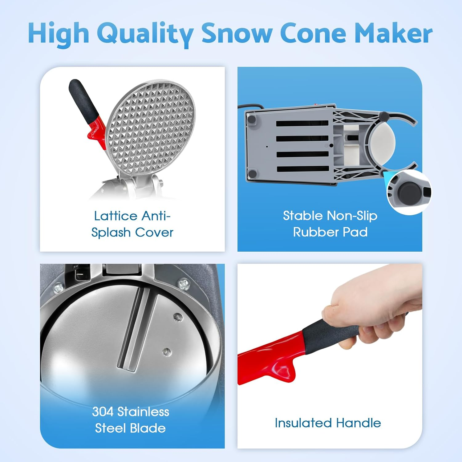 Advwin Shaved Ice Maker, 300W Electric Ice Crusher Stainless Steel Shaving Blade, (65Kg/Hr, 1400Rpm), Suitable for Home and Commercial Use image number 4