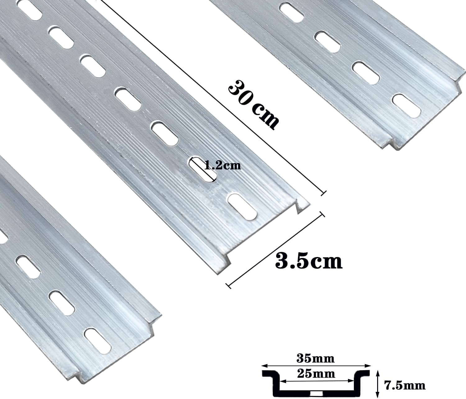 WUTUSENT 3Pcs 35Mm Din Rail Slotted Aluminum Rohs 4" Inches Long 35Mm Wide 7.5Mm High MXU-DIN-100 (3PCS 12Inch)