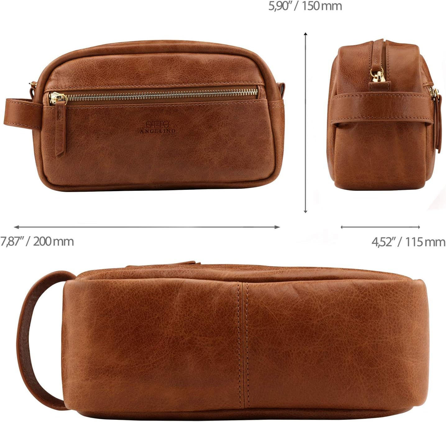 Londo Genuine Leather Travel Toiletry, Makeup, Shaving Organizer Bag - Dopp Kits - Unisex - Black image number 2