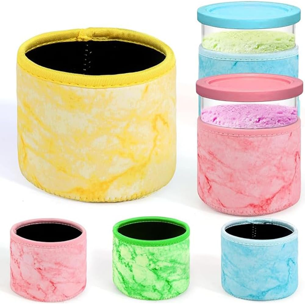4 PCS Ice Cream Neoprene Sleeve, Reusable Insulated Sleeves Ninja Creami Accessories, for Ninja Creami Pints,Compatible with NC301 NC300 NC299AMZ Series Ice Cream Maker Containers
