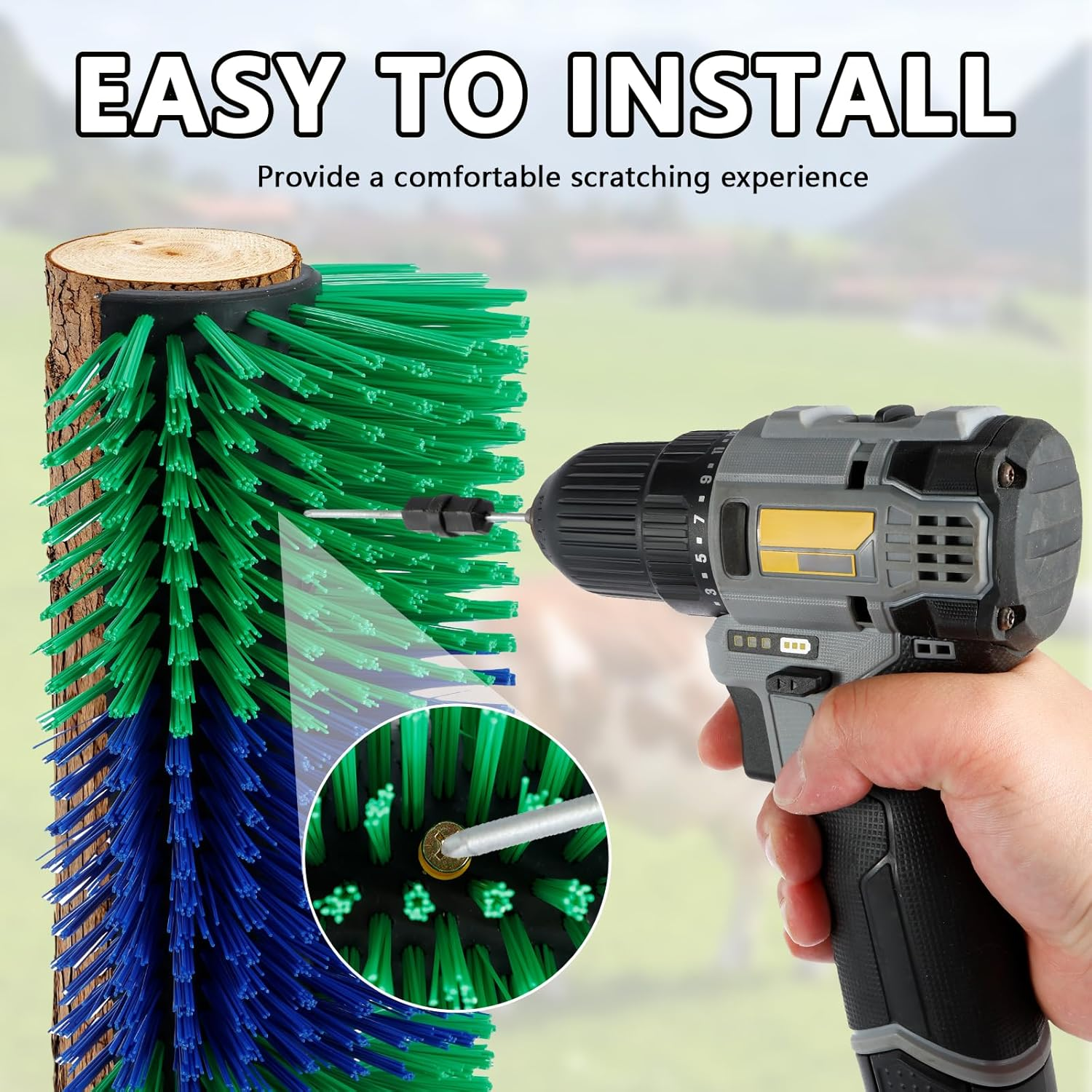 Livestock Scratching Brush, 17.7 X 7.8 Inch Large Cattle Brush Scratcher for Relieving Itching and Cleansing Massage, Livestock Scratching Brush for Horse, Elk, Cattle, Pig, Sheep (Green) image number 6