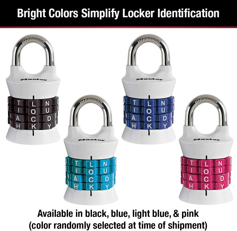 Master Lock Word Combination Lock, Set Your Own Word Lock for Gym and School Lockers, Colors May Vary, 1535DWD image number 5