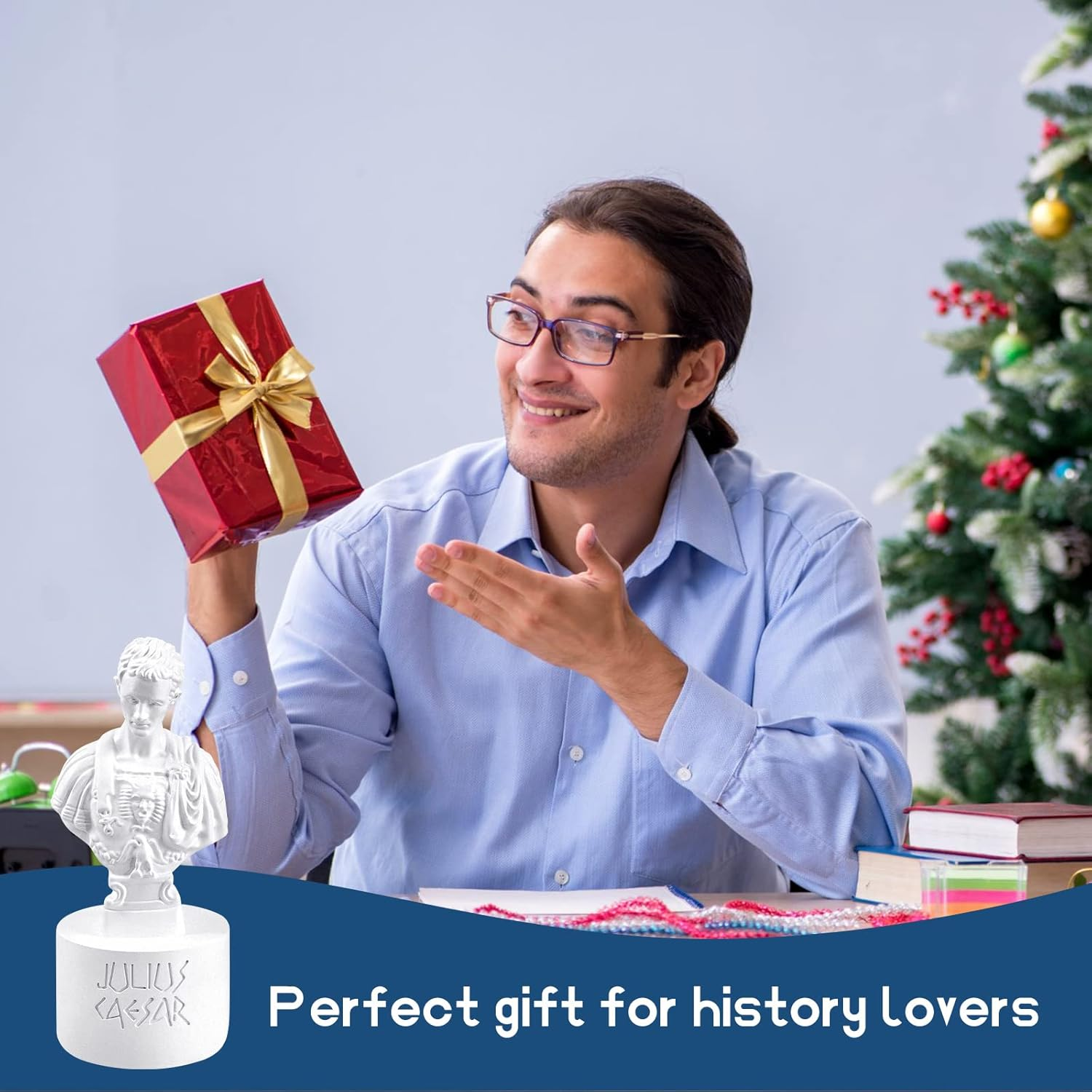 Ides of March Julius Caesar Bust Statue Pencil Holder - Funny Resin Pen Organizer for Desk, Teacher Office Gift Decor image number 3