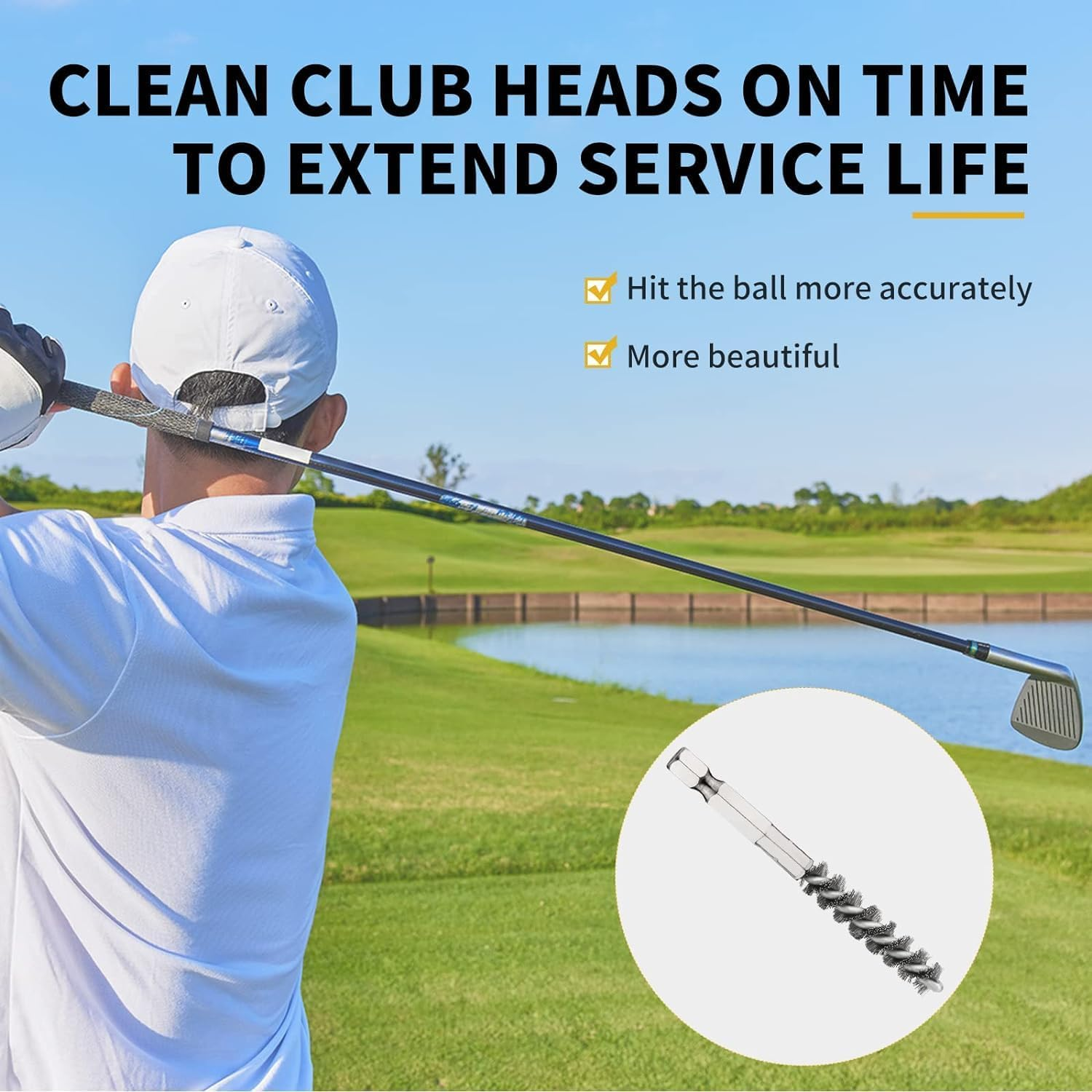 4Pcs Golf Clubs Head Hosel Brush Stainless Steel Golf Club Cleaning Brushes Golf Club Cleaning Tools Accessories Sport Goods Silver image number 3