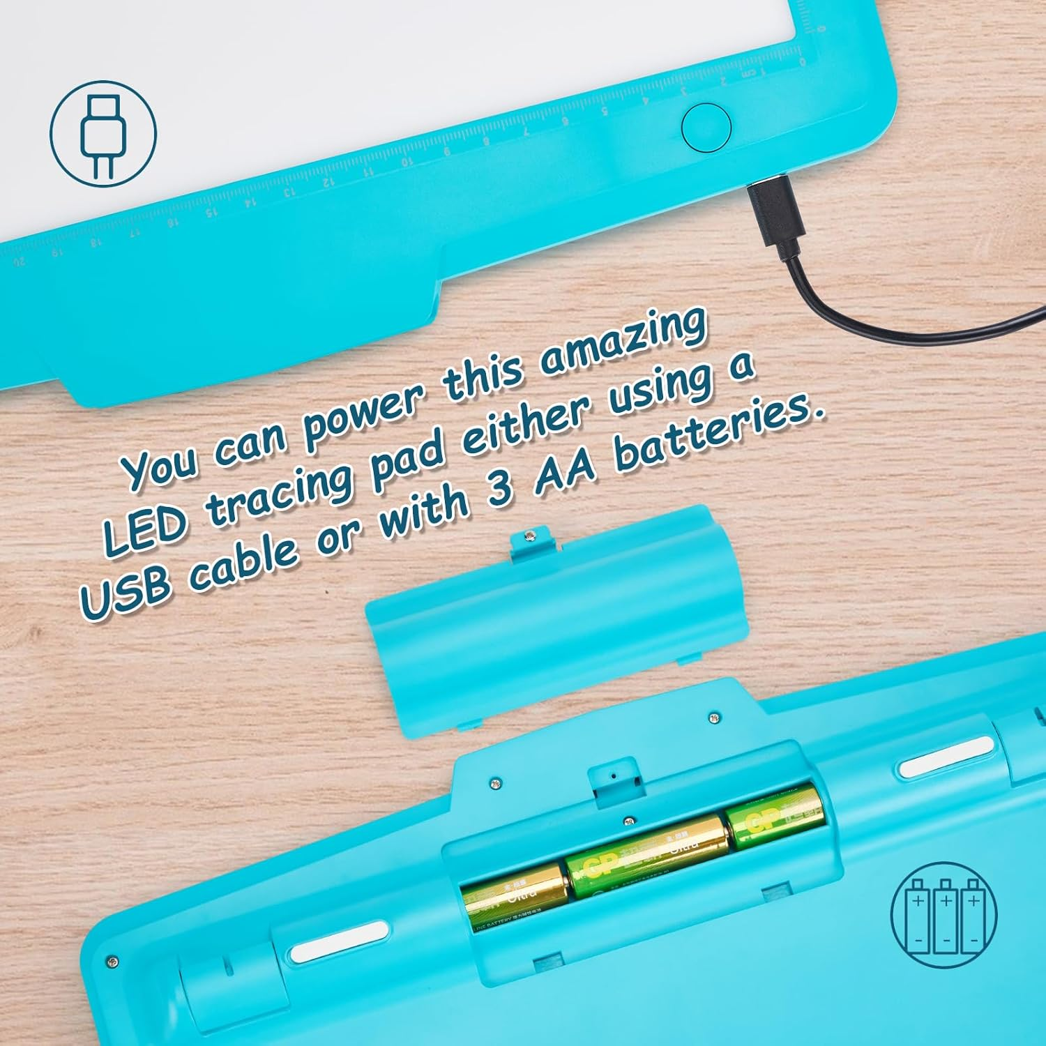 IMAGE A4 LED Artcraft Tracing Light Pad, Blue, 21X21X1Cm, ABS Material, Battery/Usb Powered, Light Box for Drawing, Sketching, Animation image number 2