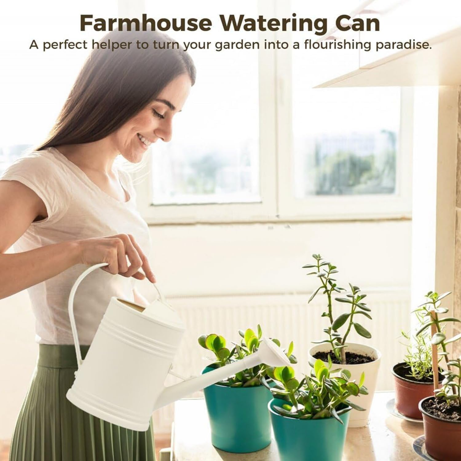 2 L Indoor Plant Watering Can &ndash; Small Plastic Long Spout Watering Pot for Houseplants, Bonsai & Outdoor Plants image number 4