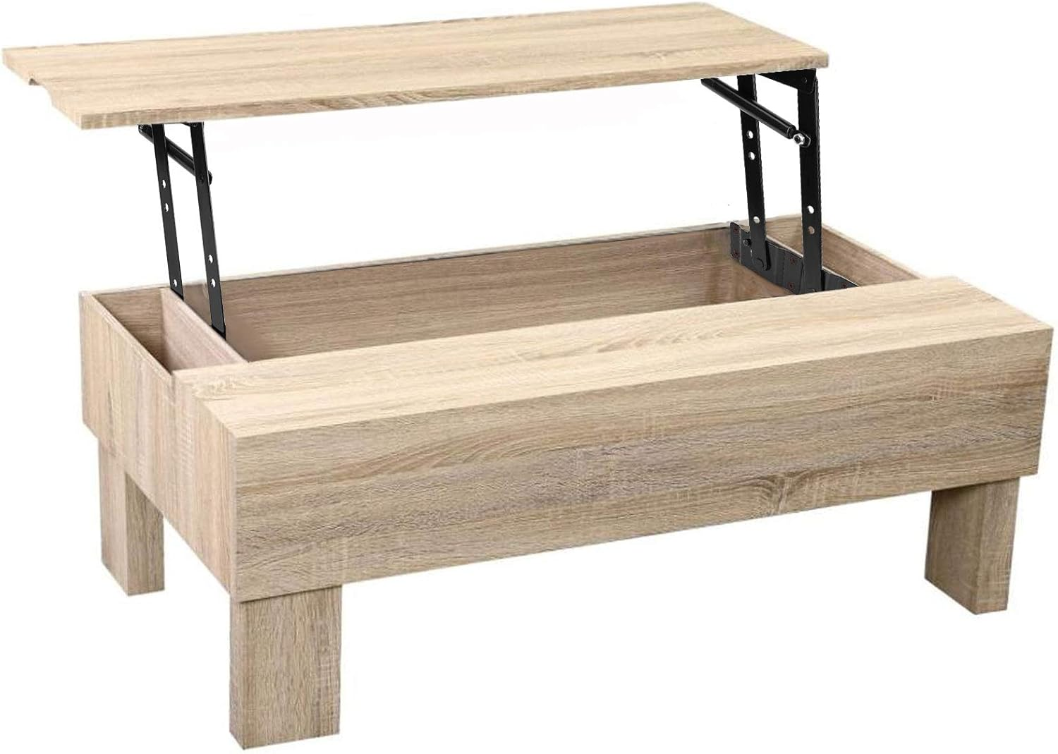 ZEONHEI 1 Pair 50Kg/100Lbs Folding Lift up Top Table, 150N Gas Hydraulic Hinge Hardware, Lifting Frame Desk Mechanism Spring Hinge Bracket with 30 Screws, Tea Coffee Table Furniture Accessories image number 1