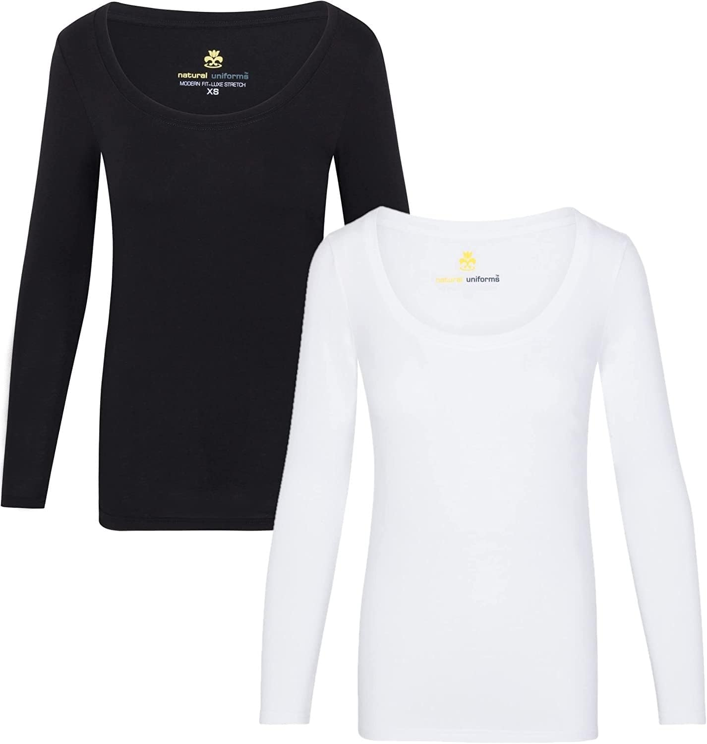 Natural Uniforms Women'S Long Sleeve Extra Wide Scoop-Neck T-Shirt under Scrub