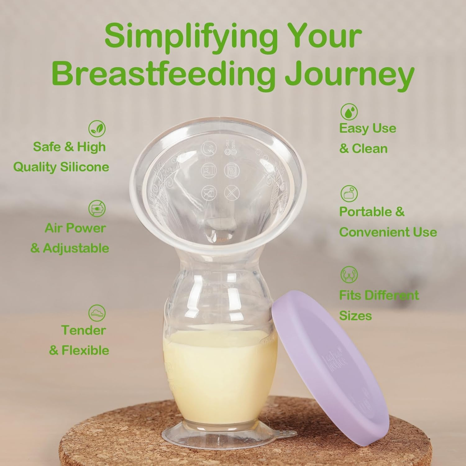Haakaa Manual Breast Pump with Suction Base and Lavender Gap, Breastmilk Collector Breastfeeding Pump (4Oz/100Ml)