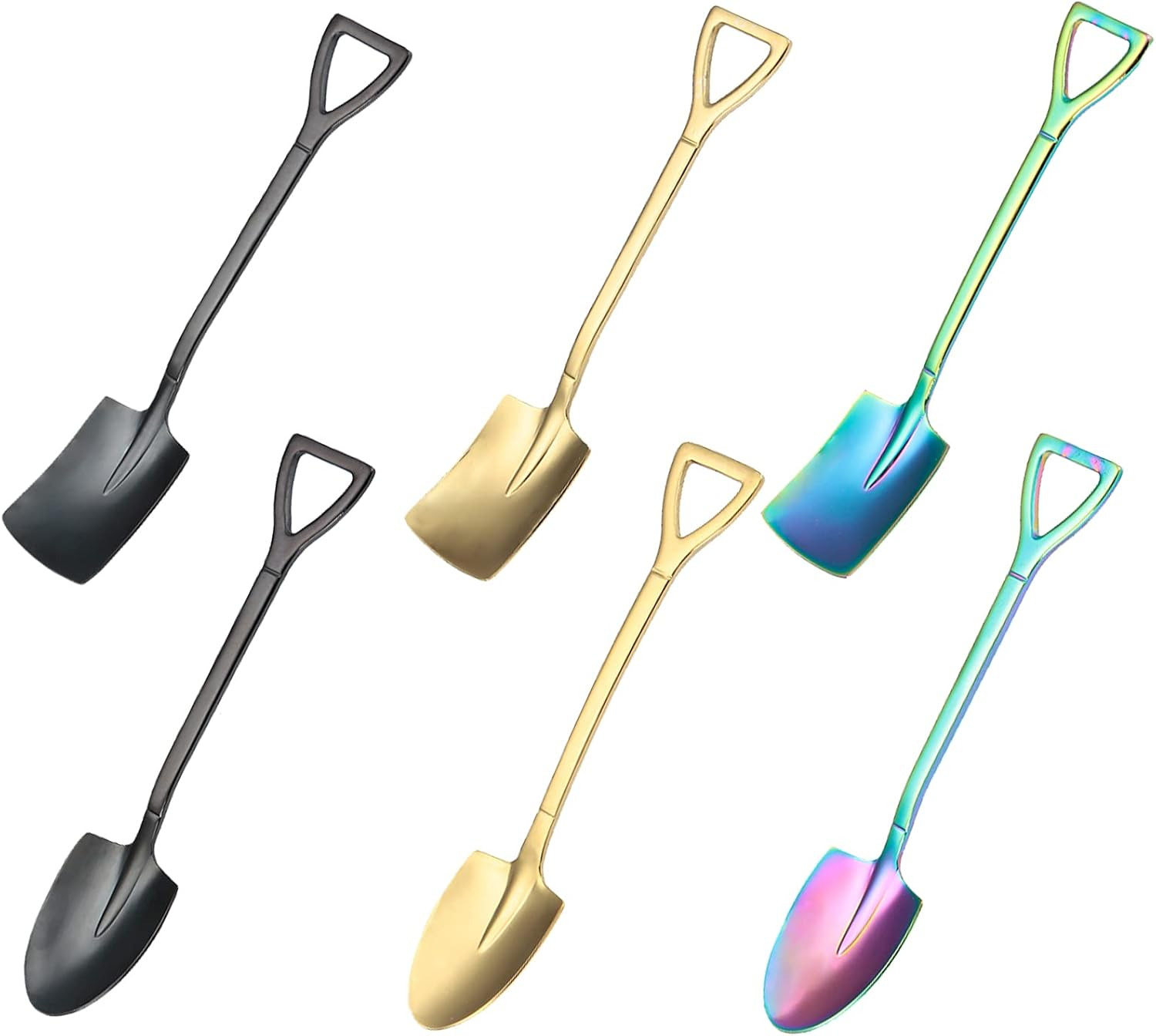 6 Pack Stainless Ice Cream Spoons, Shovel Spoons, Watermelon Spoon Reusable Small Spoon for Tea Dessert Home Kitchen Party Restaurant Party Supplies (Colored)