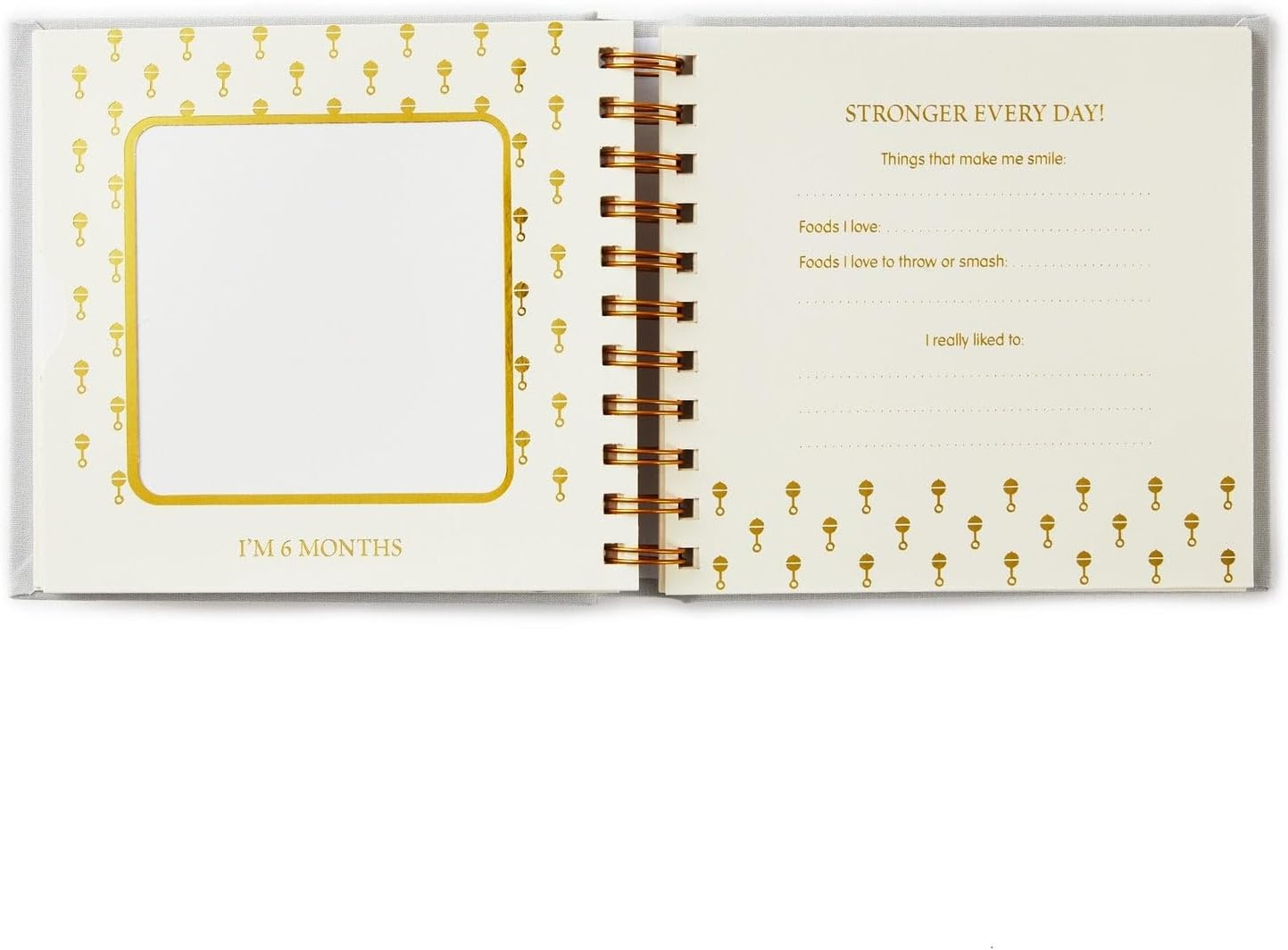 Hallmark &lsquo;Sweet Baby'S First Year&rsquo; Baby Book Album - Rocking Horse Themed Baby Photo Book/Baby Photo Album - Soft Gray Fabric Cover with a Gold Foil Design image number 2