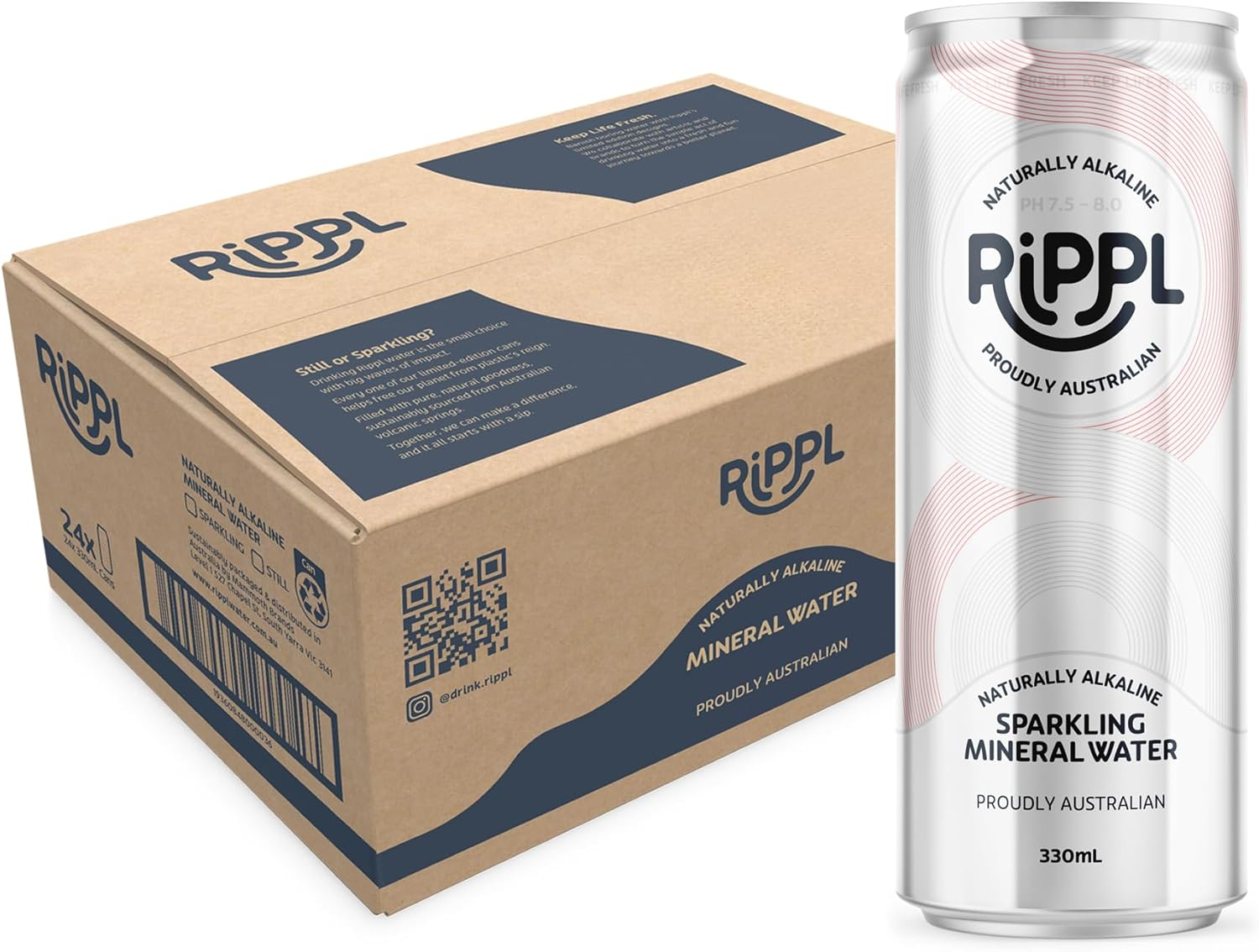 Rippl Circular Design Canned Sparkling Mineral Water, 330 Ml, 24 Pack image number 6