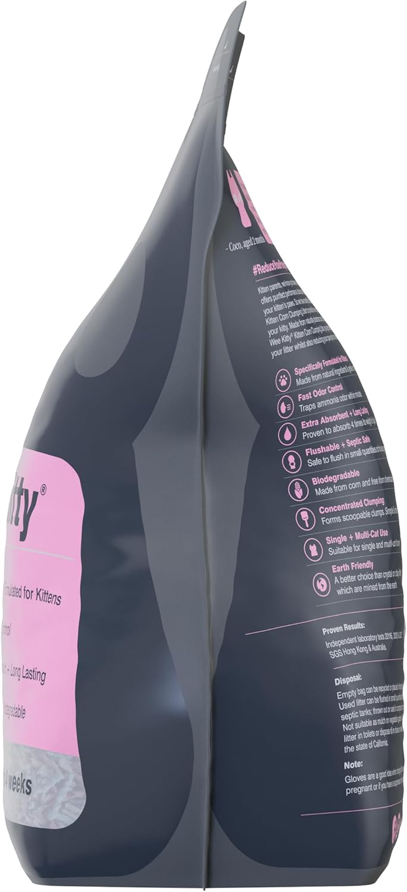 Wee Kitty Kitten Corn Clumping Litter | Gentle Natural Scent | Soft Unicorn-Coloured Pellets | Plant-Based, Flushable, Low Dust, Fast Clumping | 4Kg/8L image number 4