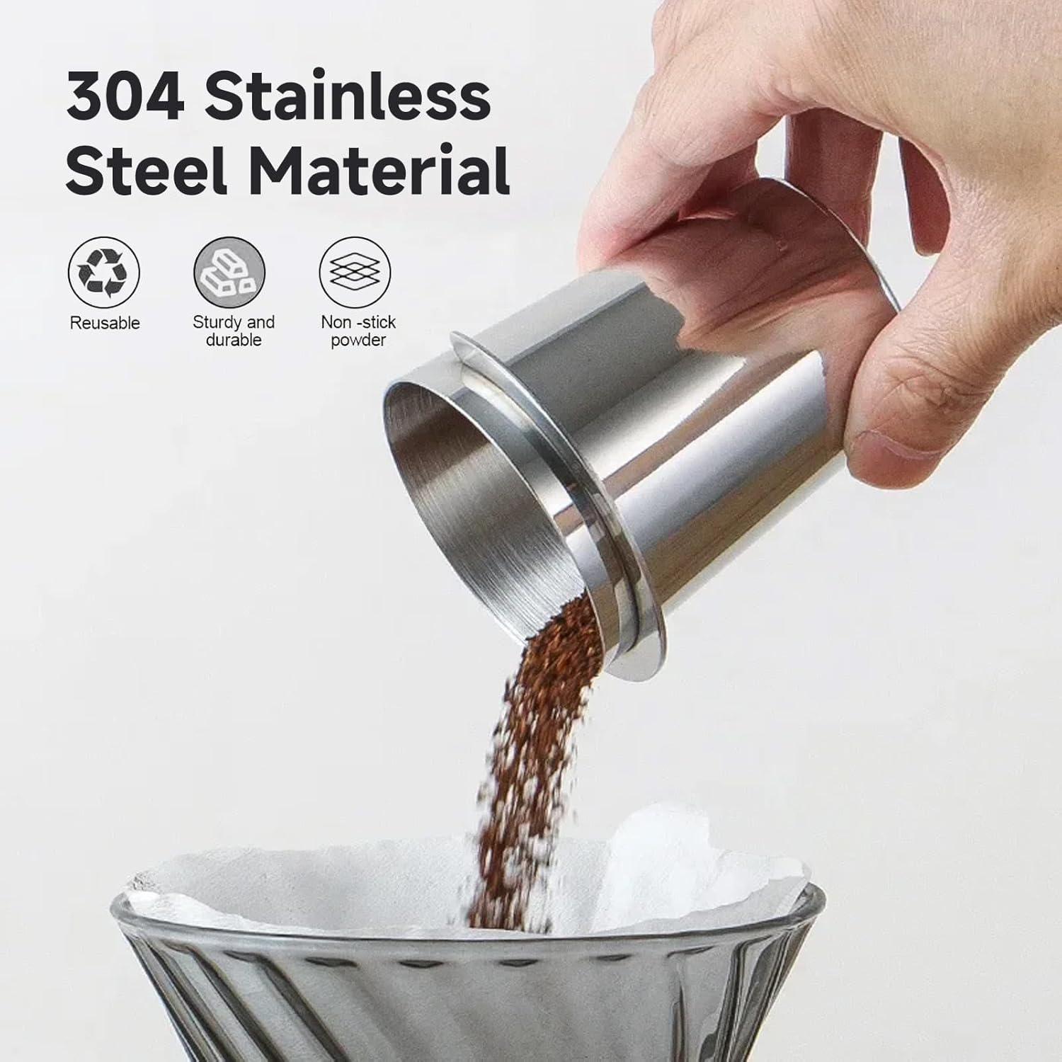 Coffee Dosing Cup 58Mm, Stainless Steel Espresso Dosing Cup Compatible with All 58Mm Portafilter, Coffee Grinder Powder Cup, Coffee Powder Feeder image number 5