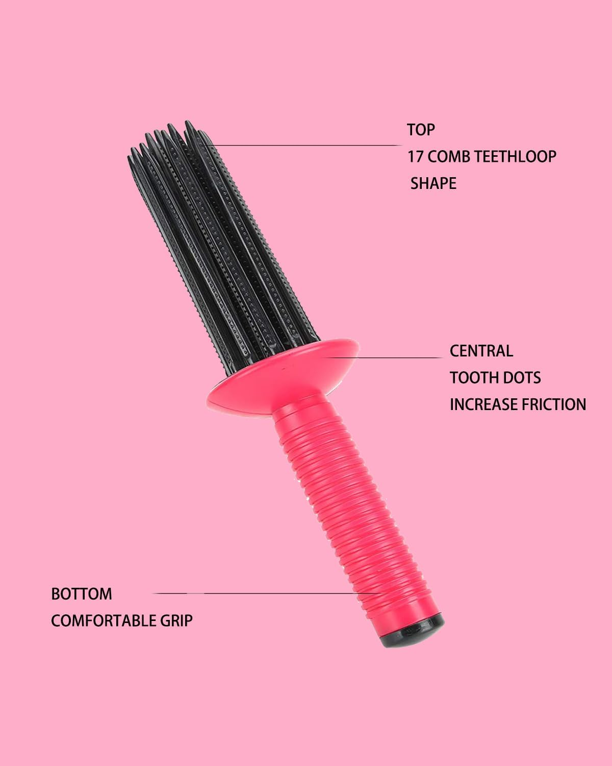 Hair Fluffy Styling Curler Curls Comb,Hair Curler Curling Make up Brush Roller Tool Portable Hair Curling Roll Comb Anti‑Slip Professional round Hair Brush for Home Personal Use Travel image number 5