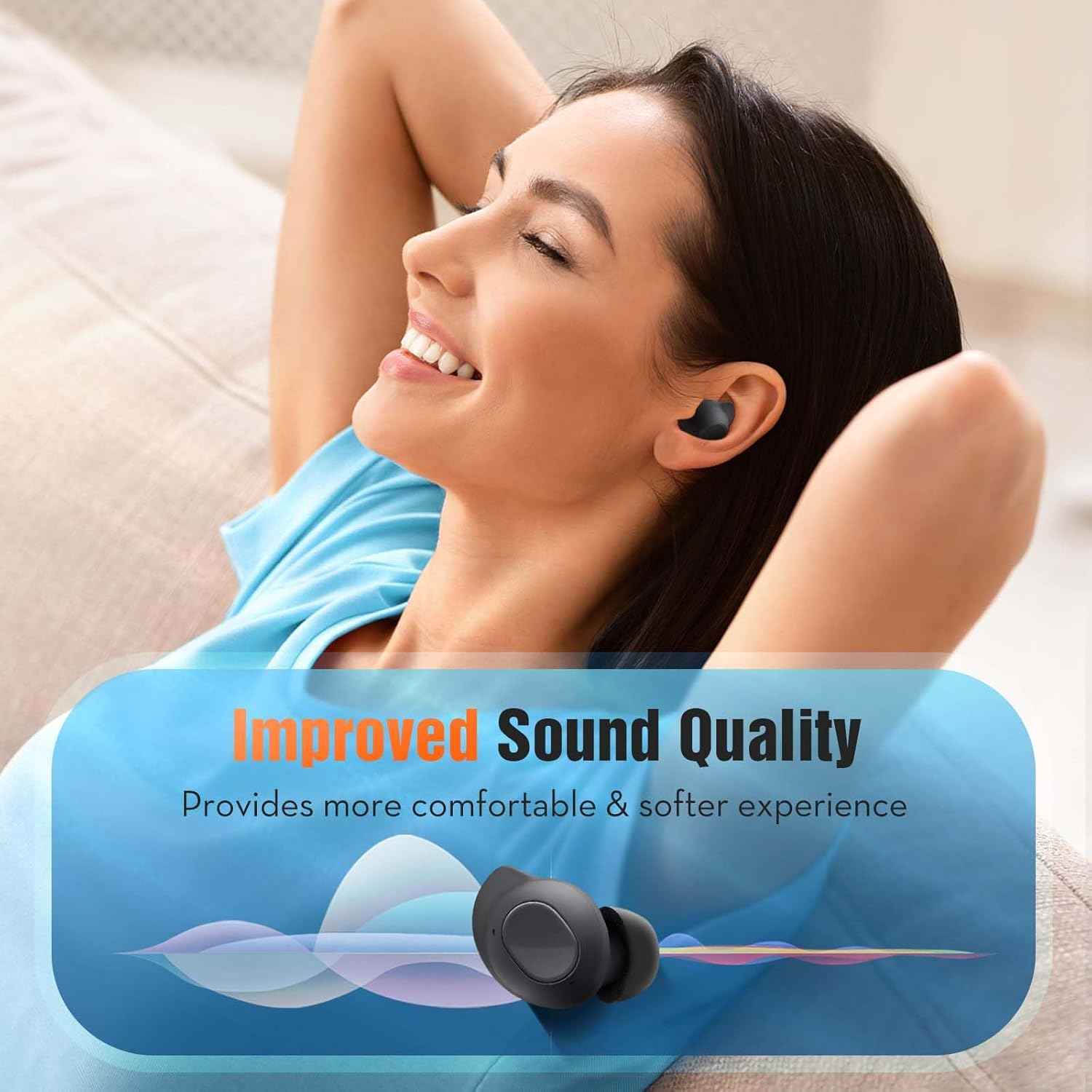 Memory Foam Tips for Samsung Galaxy Buds FE, No Silicone Eartips Pain, Anti-Slip Replacement Ear Tips, Fit in the Charging Case, Reducing Noise Earbuds, 3 Pairs (Assorted Sizes S/M/L, Black) image number 6