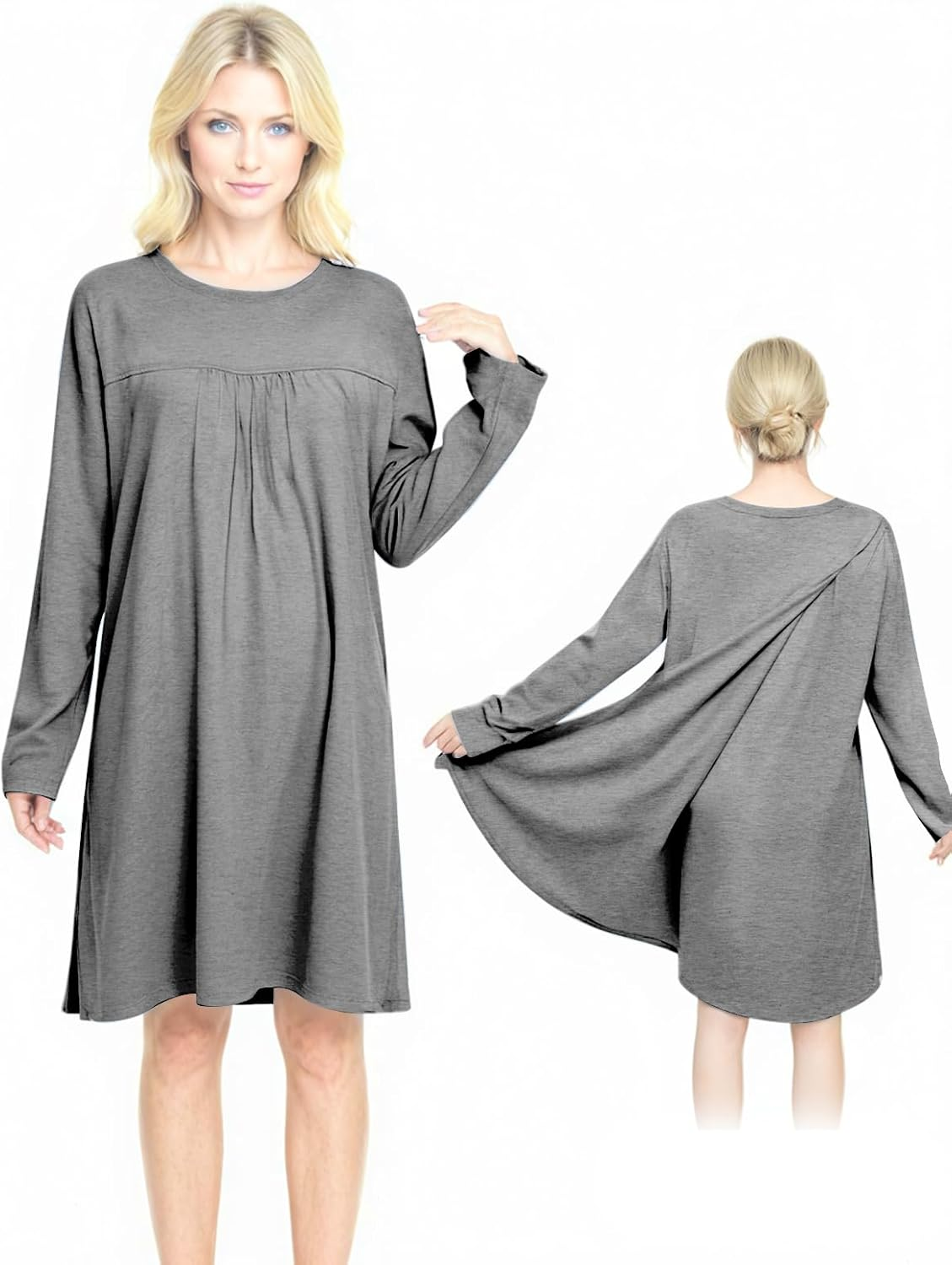 Open Back Hospital Gowns for Women Long Sleeve Open Back Dress Nursing Gowns Post Shoulder Surgery Dress